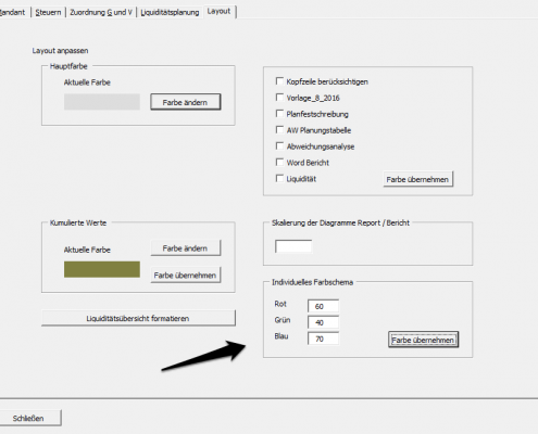 Rentas Controllingsoftware Stammdaten individuelle Farbe