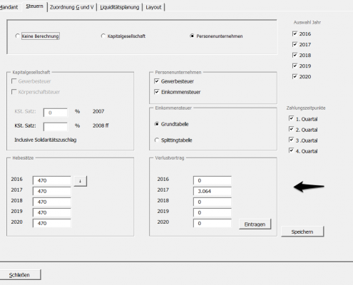 Rentas Controllingsoftware Update Berechnung Verlustvortrag